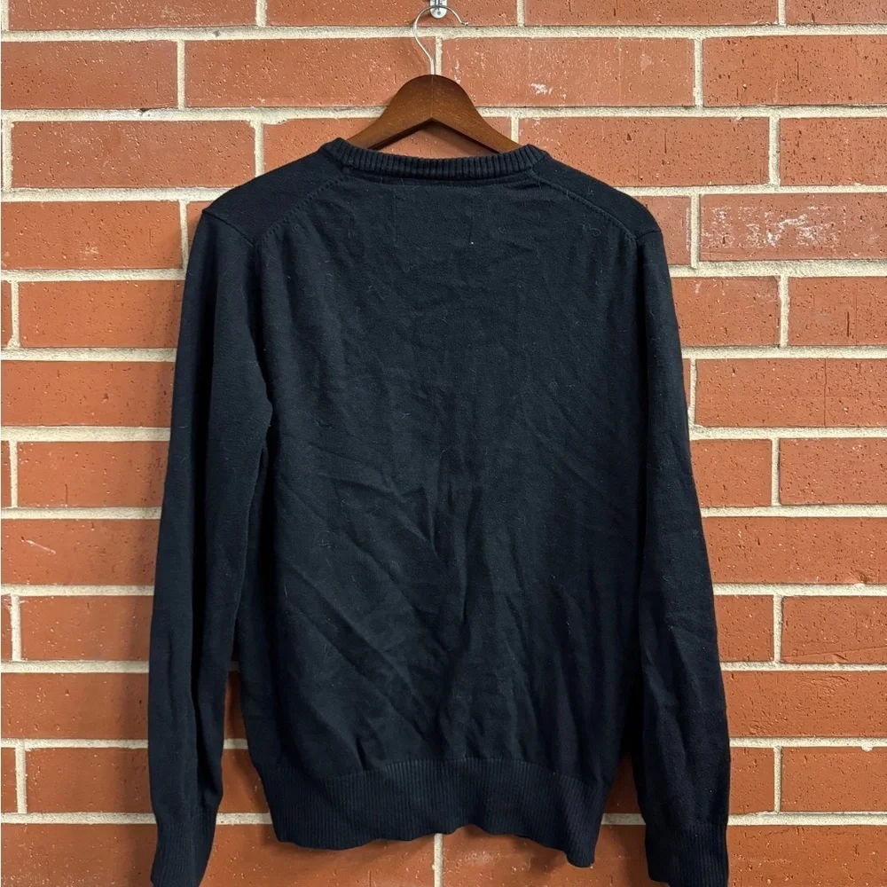 Eddie Bauer Black V-Neck Knit Sweater Men’s Small Classic Casual Layering